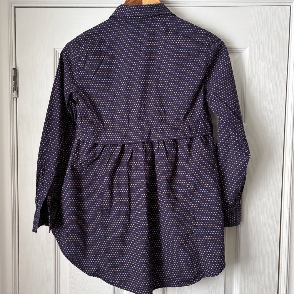 Anthropologie Maeve Polka Dot Tunic Blouse Cotton Button Front XS - Picture 8 of 11